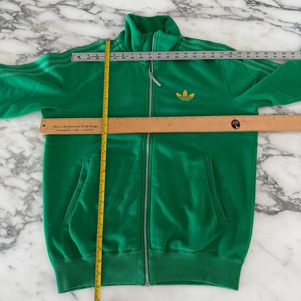 Adidas Vintage Green Cotton Blend Men's‎ Sweatshirt with Original Logo, Medium